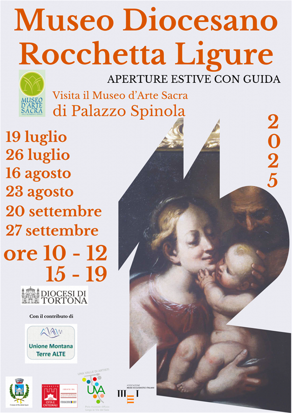 Locandina relativa alle aperture estive del Museo d'Arte Sacra delle valli Borbera e Spinti