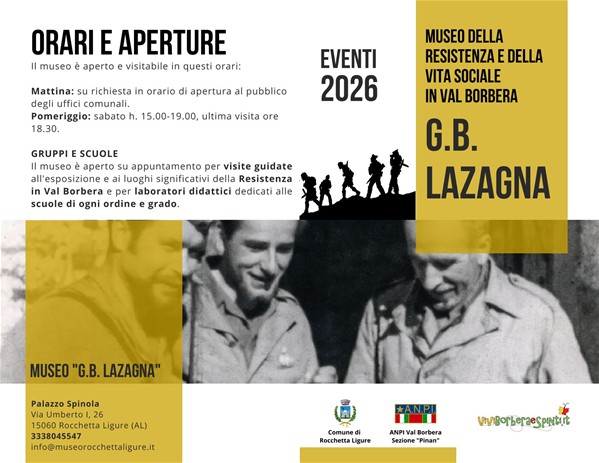 Programma estivo del Museo della Resistenza e vita Sociale in Val Borbera “G.B. Lazagna”