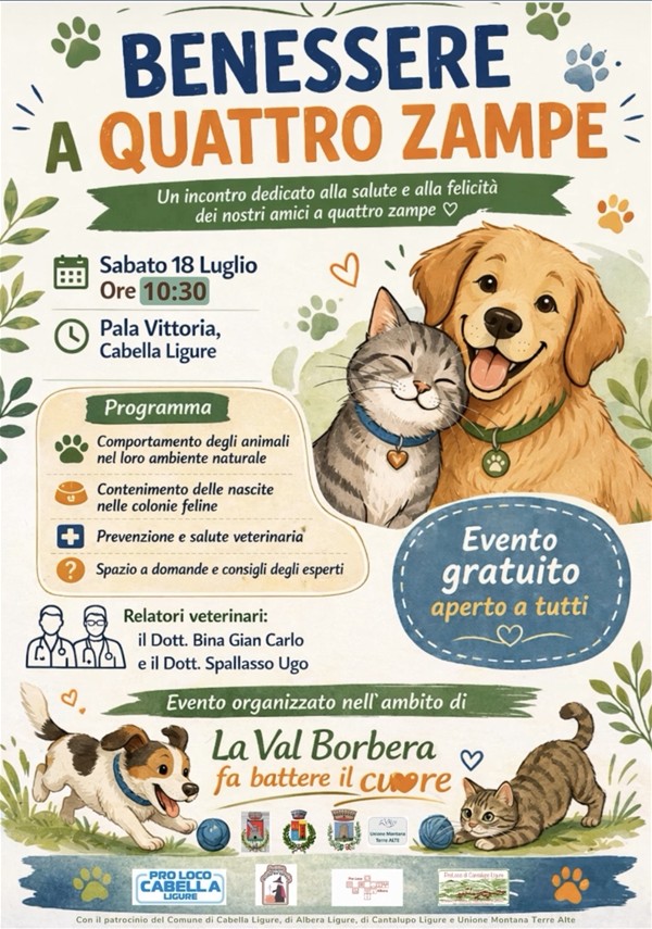 Benessere a quattro zampe -  incontro dedicato alla salute e alla felicità dei nostri amici a 4 zampe!